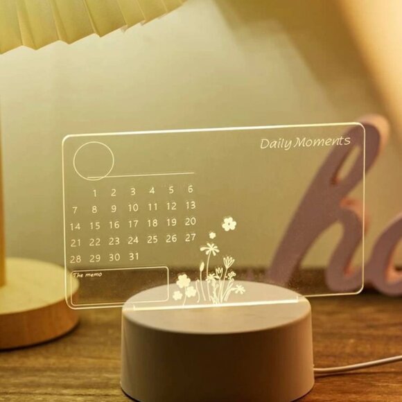 LED Acrylic Writing Board Calendar - USB Desk Lamp & Night Light | Multifunction - Picture 6 of 8